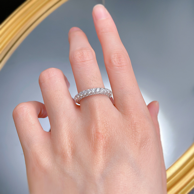 Eternity Ring, Sterg Sier Rose Gold Fill, Moissanite Dia, Women's Gift