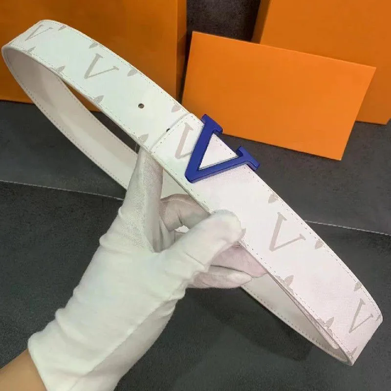 2024 Belts for woman men belt designer Designer belt mens White and blue band body Fashion classic belt metal buckle width 3.8cm with orange box
