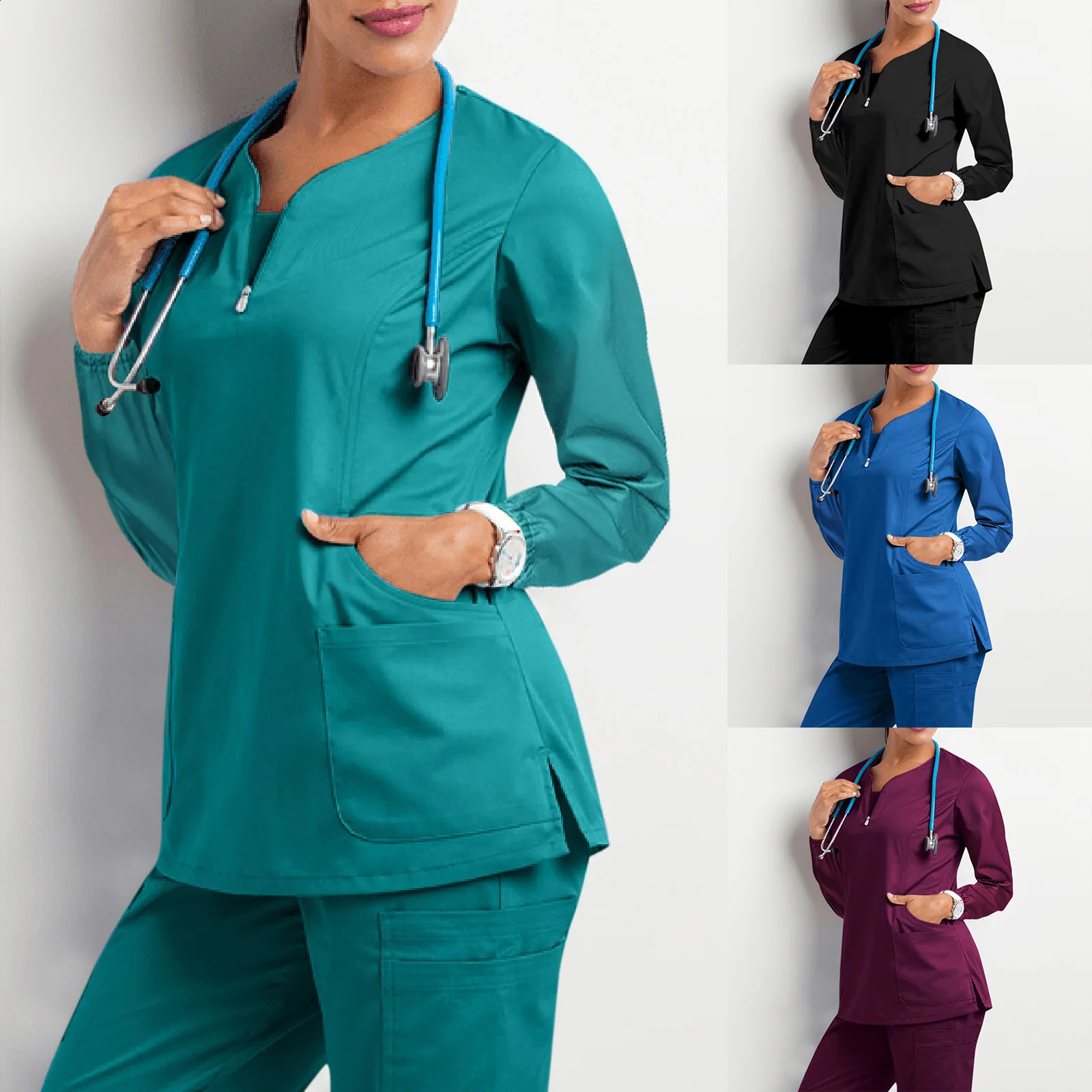 Autumn and Winter Operating Room Hand Washing Uniform Womens Long-sleeved Workwear Nurse Surgeon Isolation Overalls 240815