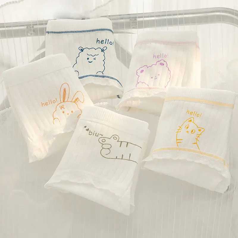 5 pieces of cotton antibacterial underwear for teenagers and girls childrens printed underwear 8y childrens underwear baby thin breathable knitted und