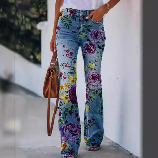 2022 Imitation Large Casual Long Pants Thin Jeans Women's