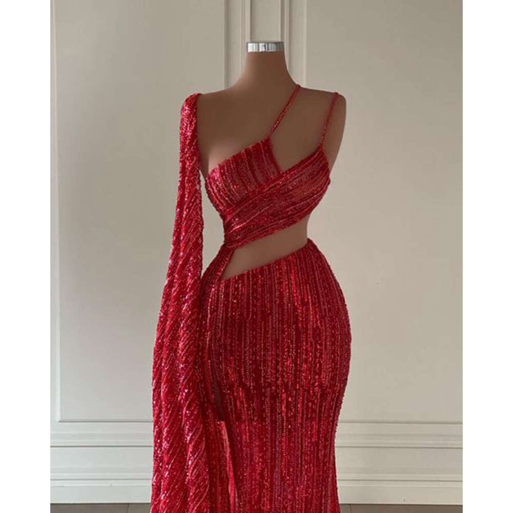 Long Dresses 2024 Sexy High Slit Red Sequin or Length African Women Formal Party Evening Gowns