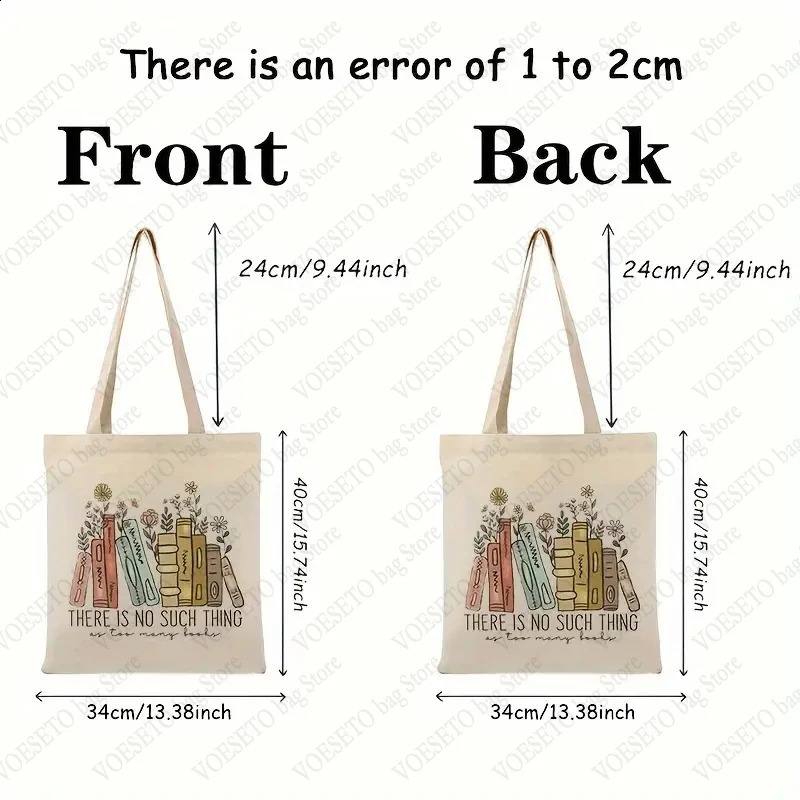 DHwanglijia There Is No Such Thing As Too Many Books Pattern Canvas Tote Gift for Who designer bag Love Reading Bags Bookish Women Shopping Bag 240816