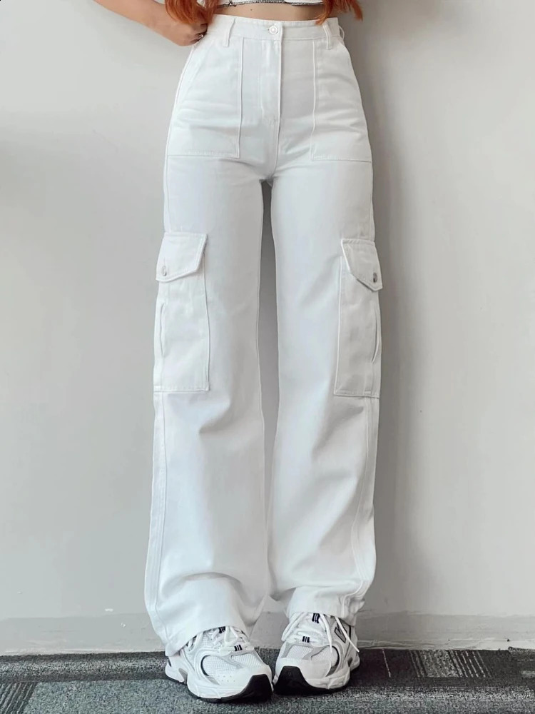 Y2K Women Vintage Cargo Pants Streetwear Techwear Korean Harajuku Parachute Pants Beige Sweatpants Wide Leg Joggers Trousers 240816