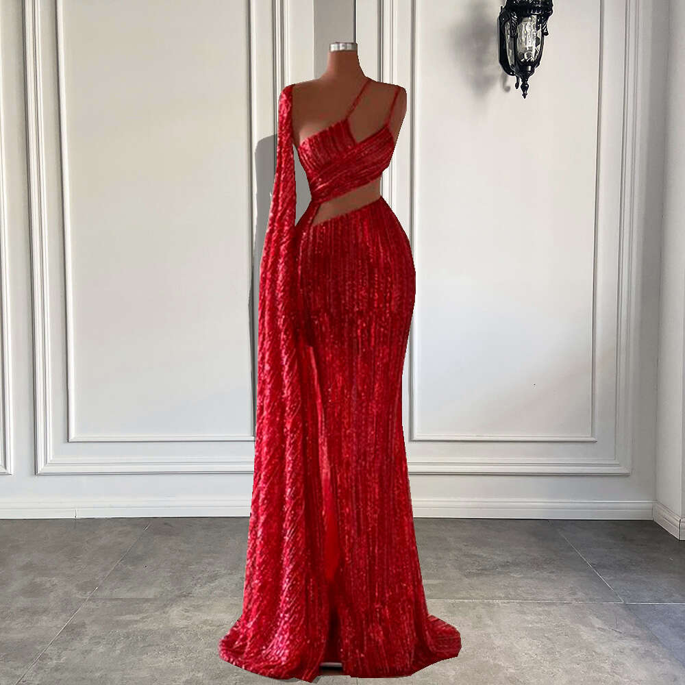 Long Dresses 2024 Sexy High Slit Red Sequin or Length African Women Formal Party Evening Gowns