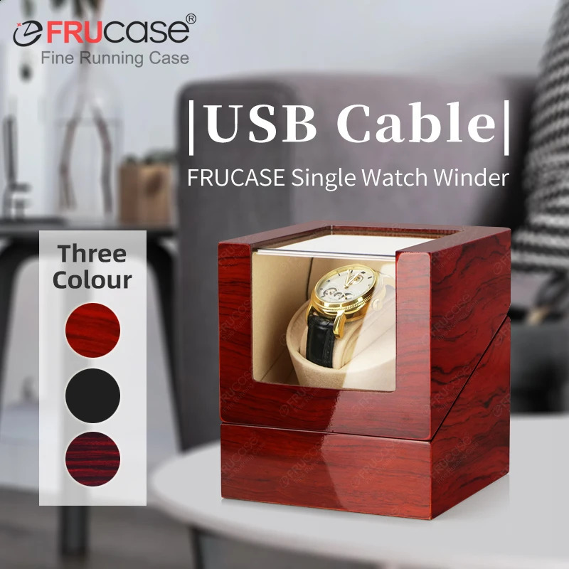 FRUCASE Watch Winder for Automatic Watches Watch Box Automatic Winder Use USB Cable with Battery Option 240812