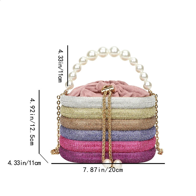 2024 Handbags Pearl Beads Chain Crossbody Bag Dinner Party Clutch Evening Purses For Women 240815Z