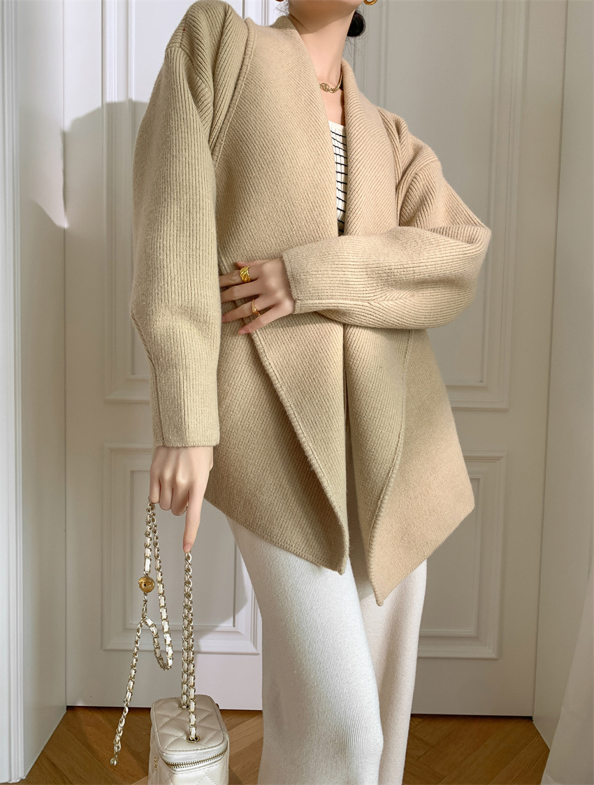 Women's Blends Short Double-sided Coat Casual Soft Warm Loose Collar Coat Female Tweed Sweater Fit Autumn Winter