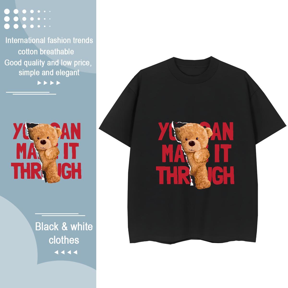 Casual New T-Shirts Breathable Soft 100% Cotton 230g Tshirt for Man Woman DIY Logo bear Daily Wear Comfortable Top Tees
