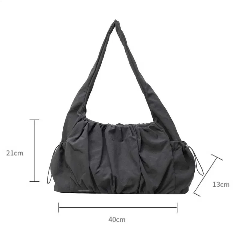 Nylon Cloth Bag Women Tote Large Capacity Summer 2024 AllMatch Ins OneShoulder College Student Class Lady Handbag 240815ZYl