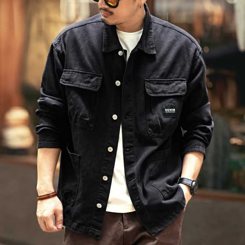 Heavy duty retro denim jacket loose casual cargo jacket from the United States W241011
