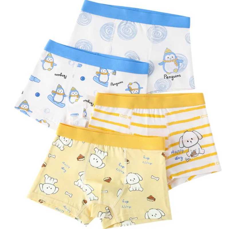 4 pieces of childrens cotton soft antibacterial underwear suitable for boys thin breathable and comfortable knitted 3y childrens underwear cute printe