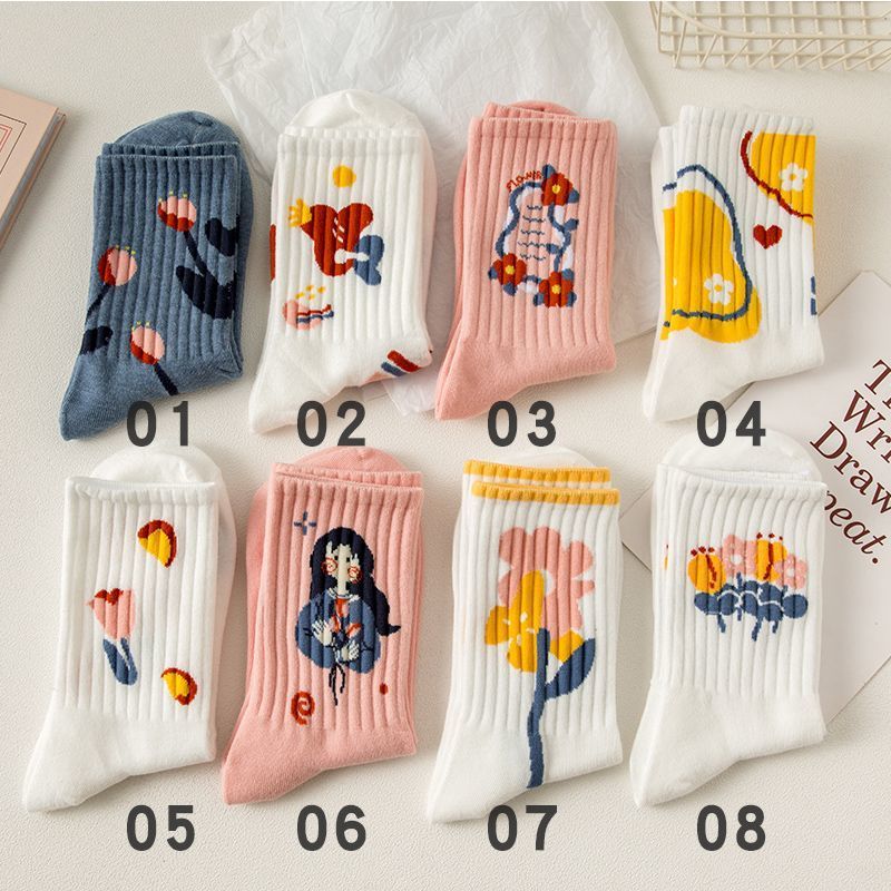 Socks for children midsole, autumn and winter styles college style versatile graffiti high looks duty department students, white sports socks trendy w