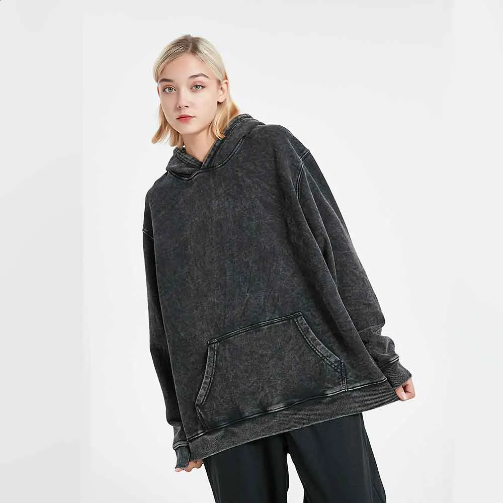 Vintage Hoodie Men Women Black Cotton Hoodie Sweatshirt High Street Mens Harajuku Fashion Casual Loose Pullover Hoodies 240816