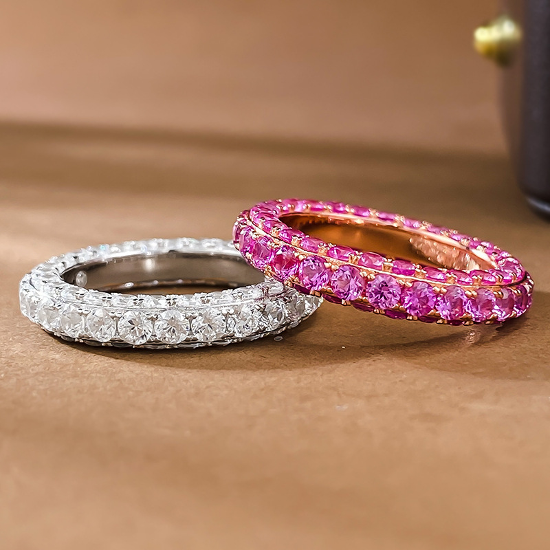 Eternity Ring, Sterg Sier Rose Gold Fill, Moissanite Dia, Women's Gift