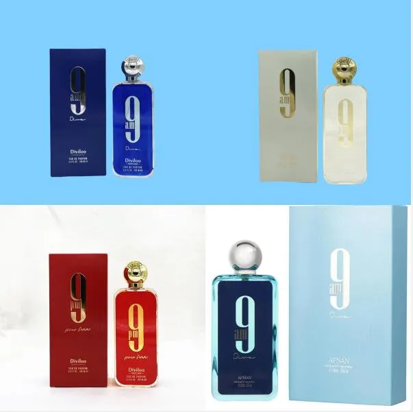 Male Unisex AFNAN 9:00am eau de toilette for Men 100m and Women spray Morning perfume 3.4oz Enduring