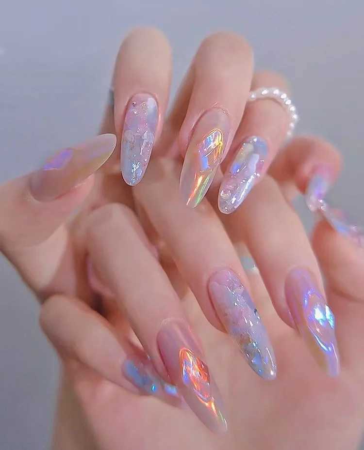 6pcs Auroras Nail Powder Metallic Mirror Effect Holographic Chameleon Pigment For Nail Art Gel Polish Mermaid DippingXJ2401