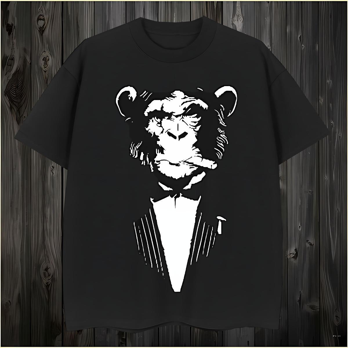 Cool chimpanzee Man T Shirts Daily Wear Men Clothes T-Shirt 230g 100% Cotton 2024 DIY Short Sleeve O-Neck Anime Clothings