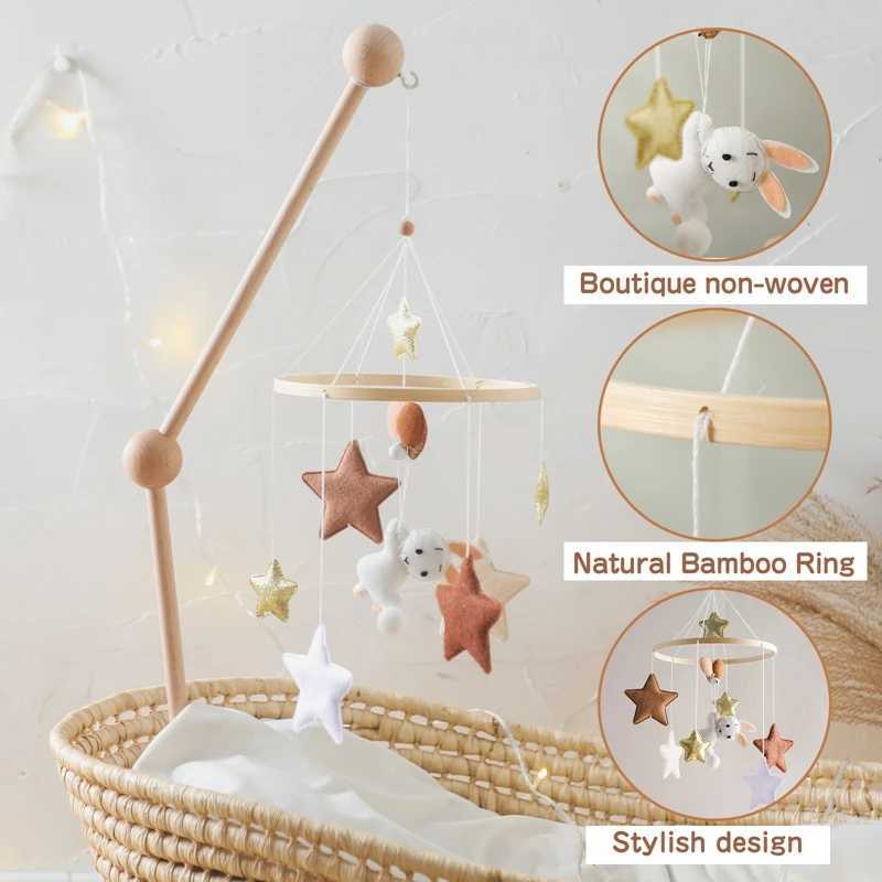 Baby Mouse Toy Rabbit Balloon Mobile Wood Newborn Cartoon Bell Hanging Toy 0-12 Months Bedding Baby Cradle Toy W240815