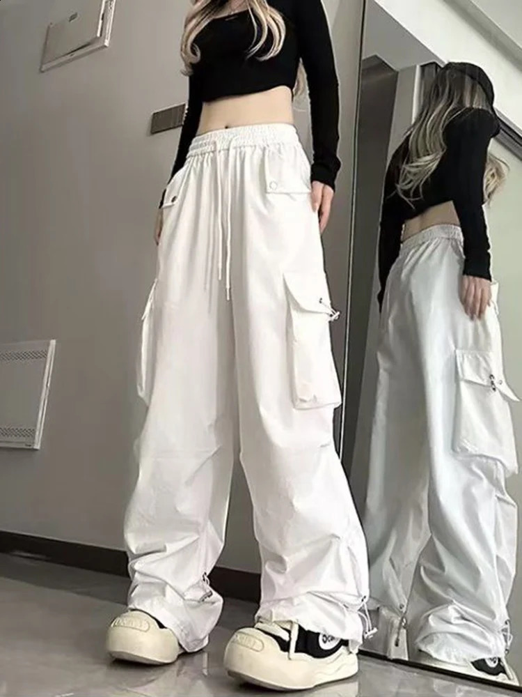 Jmprs Streetwear Cargo Women Y2K High Waist Hip Hop Straight Trousers American Retro Loose Casual Bf Wide Leg Pants 24 Z260314