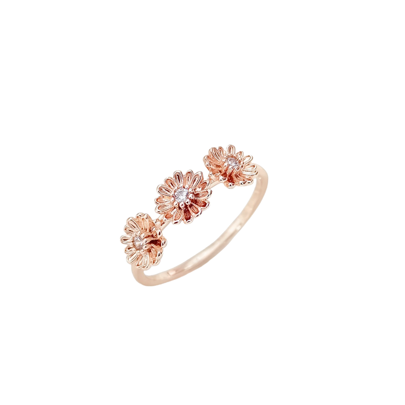 Designer ring copper inlaid zirconium sparkling ring high-class sense of hundred with flower ring finger ring female gold light luxury Mother's D