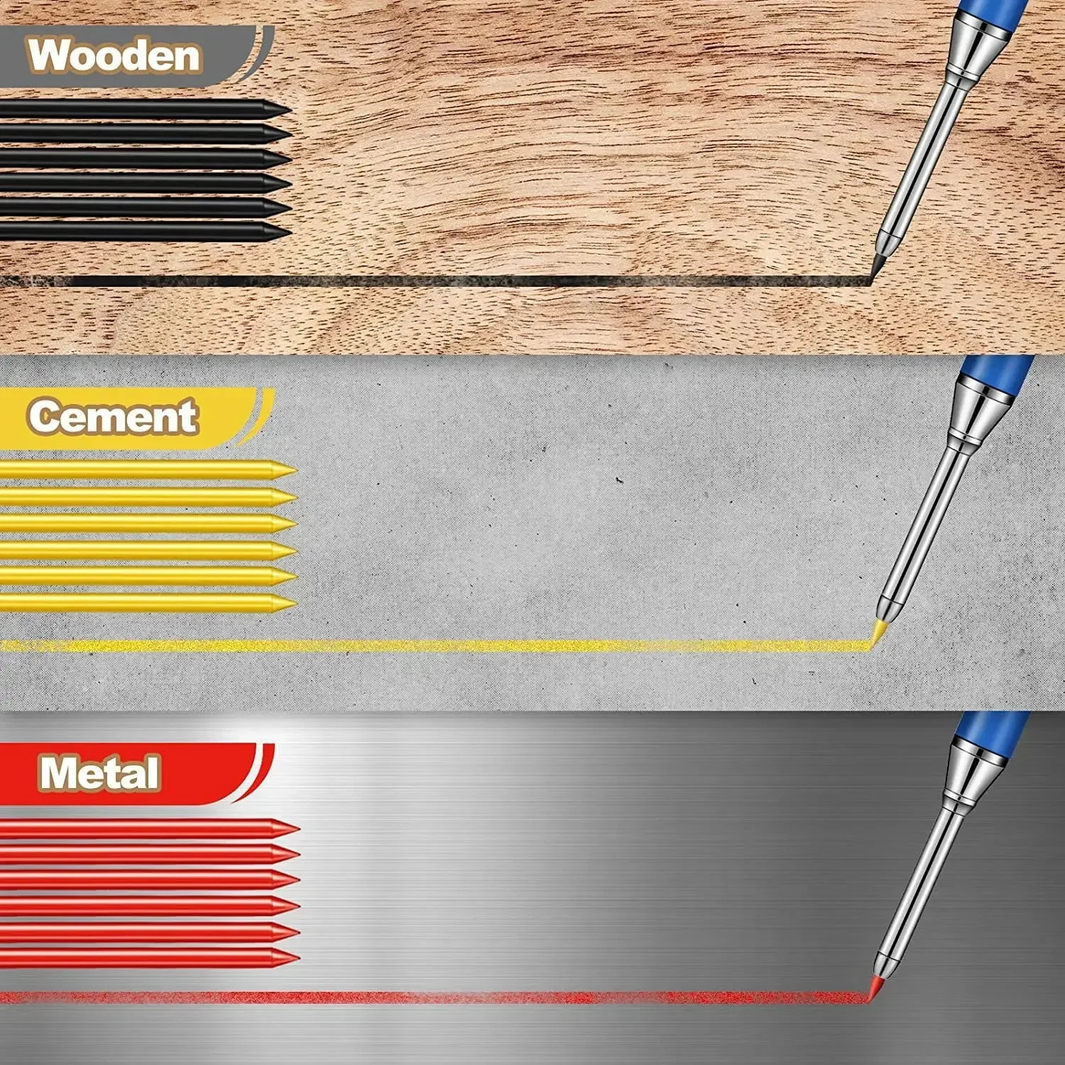 2.8mm Solid Carpenter Mechanical Pencil with Sharpener for Woodworking Construction Long Head Carpenter Pencil Stationery Supply 240816