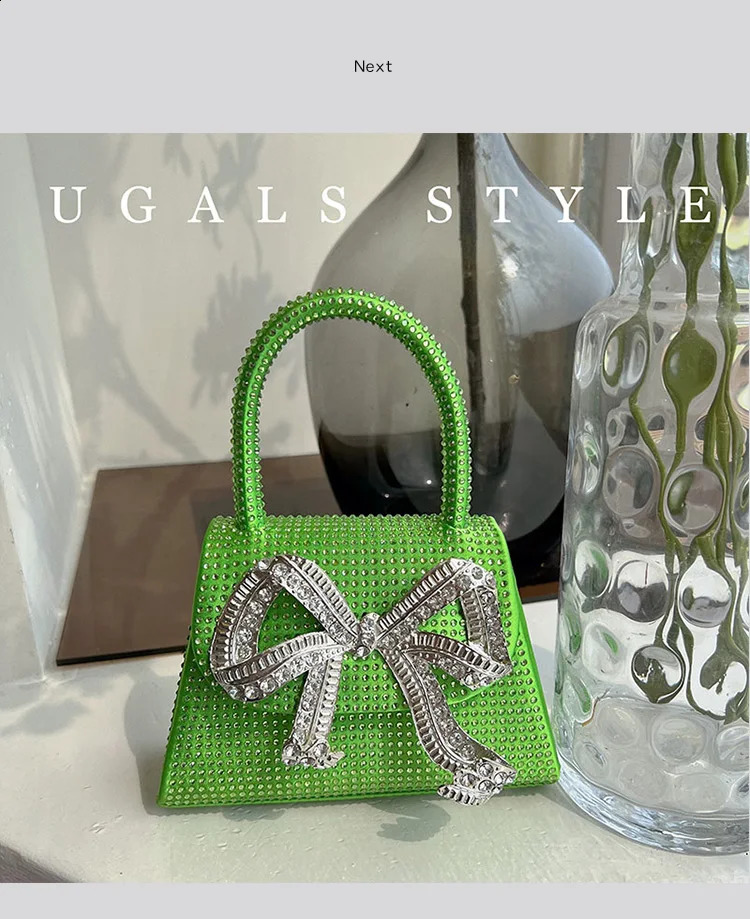 3 Sparkg Rhie Dia Bow Knot Handbag Womens Shoulder Messenger Chain Wedding Party Clutch Wallet Evening Bag 240816 4