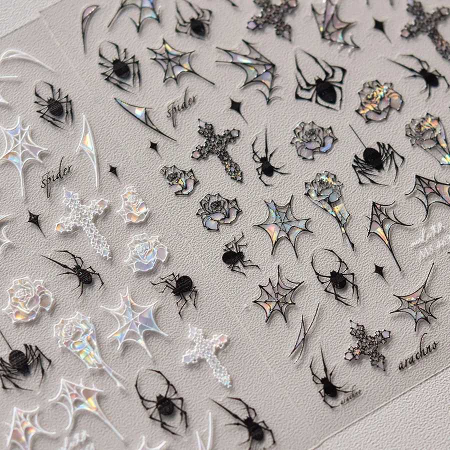 Luxury High Quality Black And White Sparkling Shell Lamp Web Rose Nail Art Sticker Design Craft Tool maquillaje Ms-468 H260209