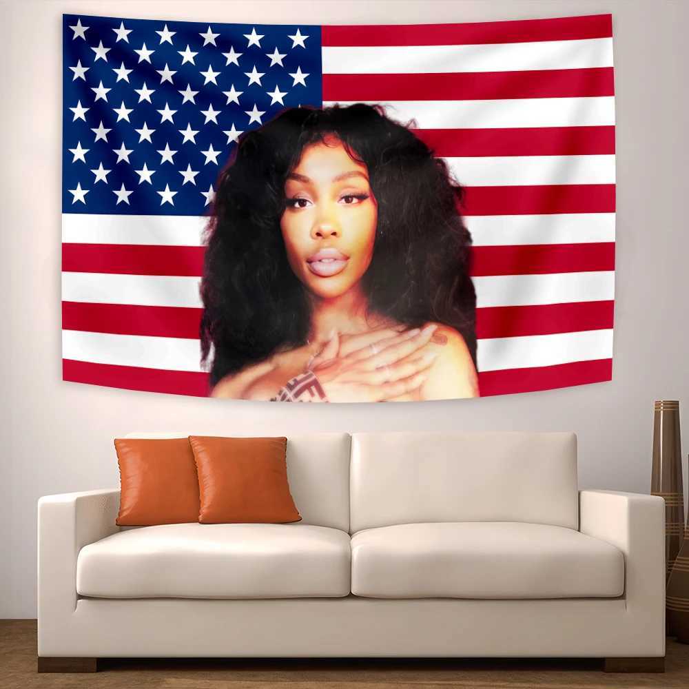 90x150cm Szas Pink American Flag Large Sza Tapestry Pink Flag Sza Fan Funny Gift Y240816