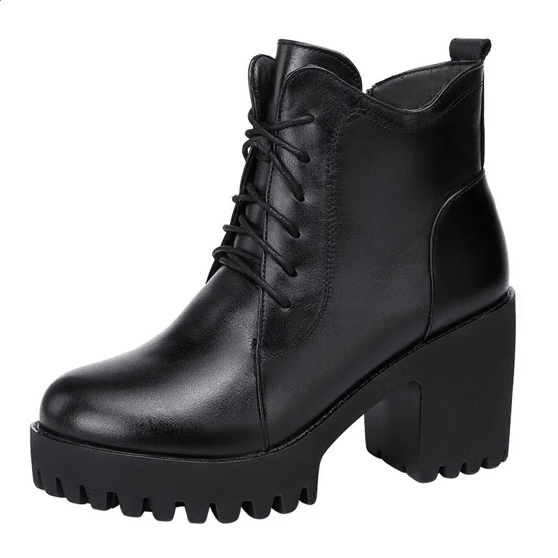 Small Plus Size 32-43 Block Heel Women Platform Boots Fall Spring All Match High Heels Motorcycle Ankle Boots Student 240815