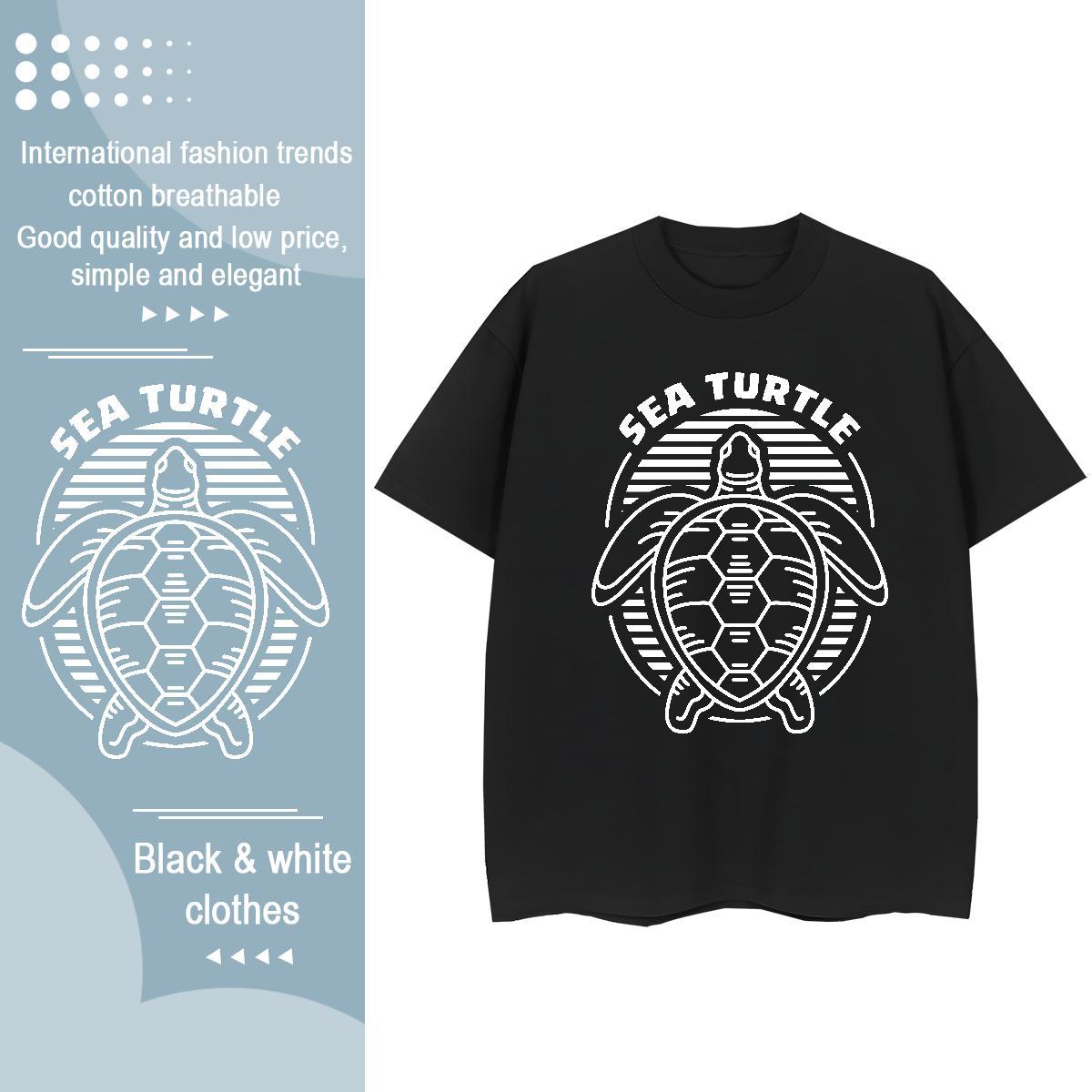 Fashion New T-Shirts for Women Breathable Short Sleeve 100% Cotton 230g Womens Tshirts Black Oversized tortoise Casual Unisex Clothes