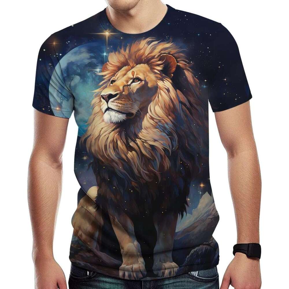 Fashion Mens T shirt fantasy Starry Sky Lion King Graphic T-Shirts Tee The Milky Way Animal Men's Shirt shirts tshirt graphic tee Casual tops clot