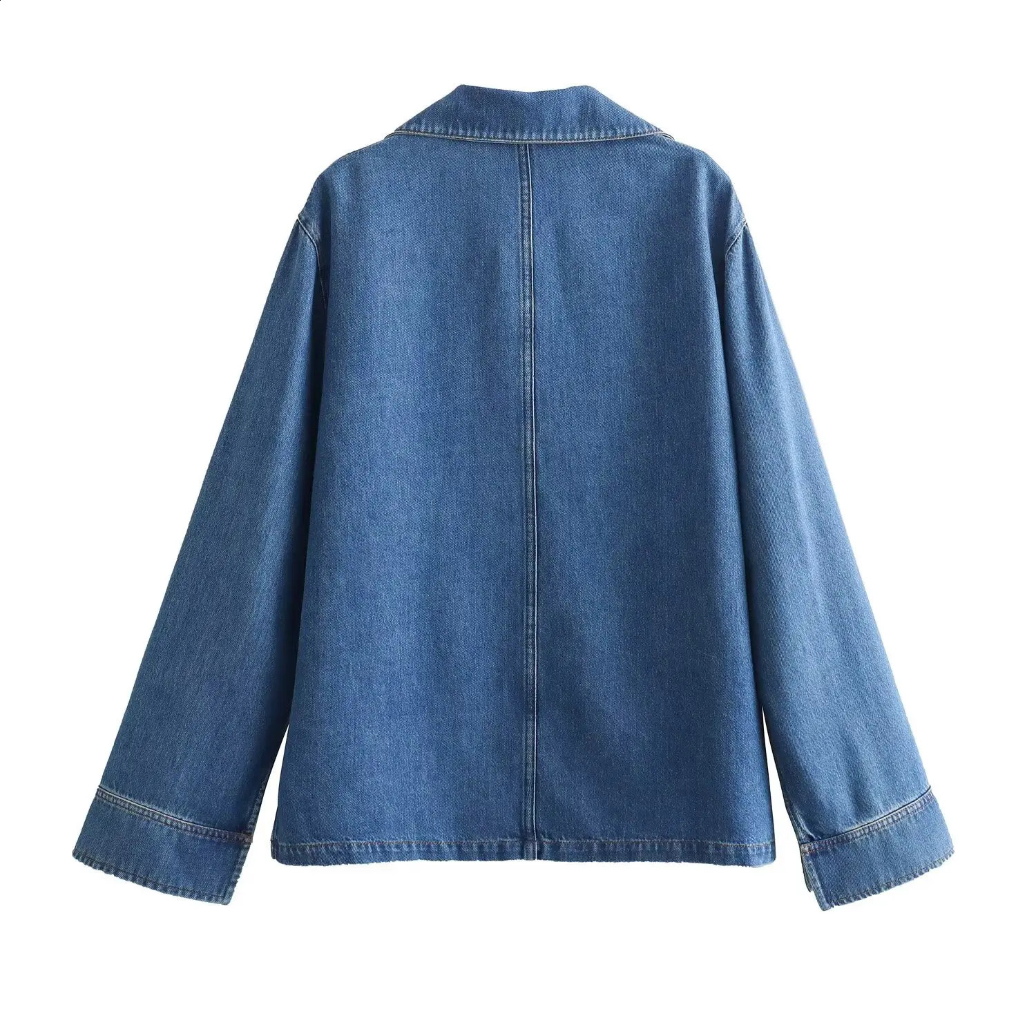 DUOPERI Women Fashion 2 Pieces Sets Denim Blouse Jacket and High Elastic Waist Trousers Female Chic Lady Casual Pant Coordinates 250808