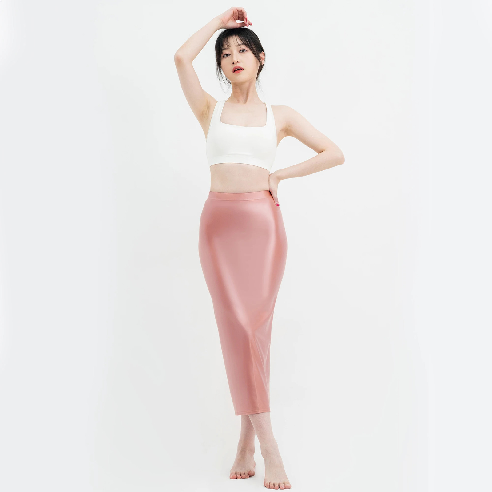XCKNY satin smooth firm oily and glossy skin with smooth texture. One step skin elasticity silk thin ankle medium length skin 240815