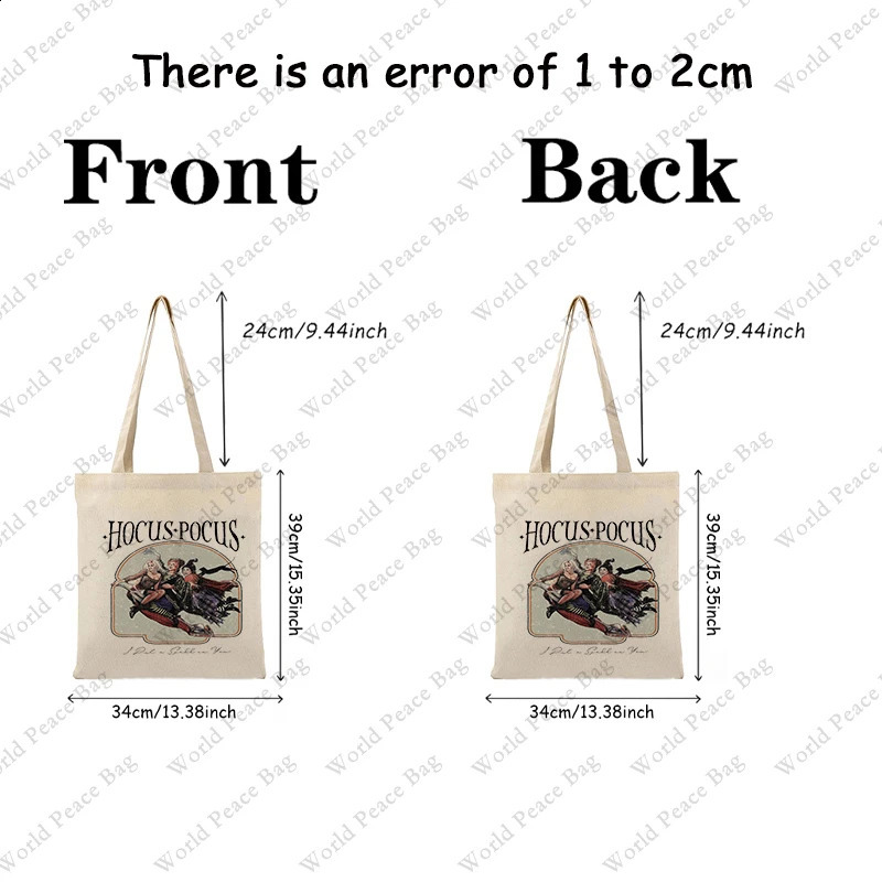 1 Pc Hocus Pocus Patterntote Canvas Quality Shoulder For Travel Daily Commute New Womens Reusable Shopping Bag 240816
