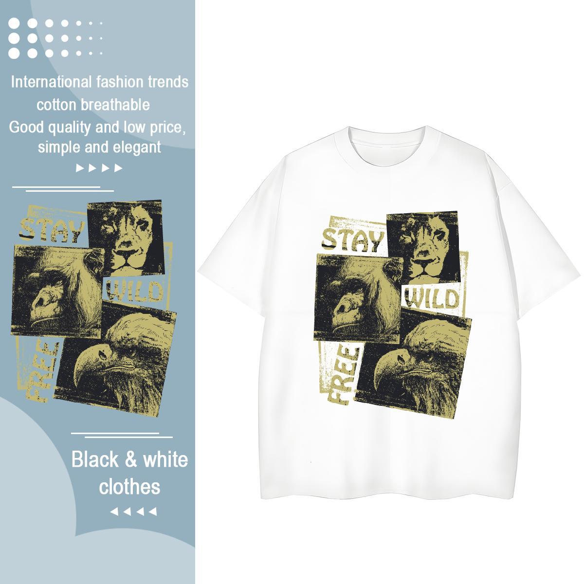 New Women T Shirts Breathable Crew Neck 230g 100% Cotton Womens Tshirts Custom Printed lion Summer Casual Comfortable Tops