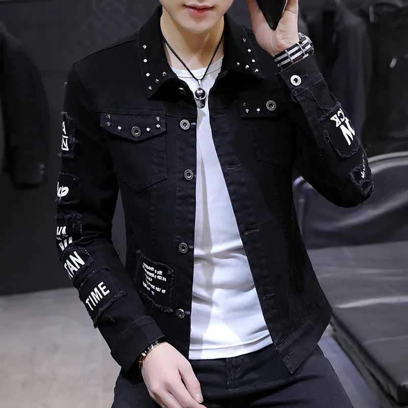 Spring 2024 new loose casual denim jacket black denim jacket mens wear mens wear W241011