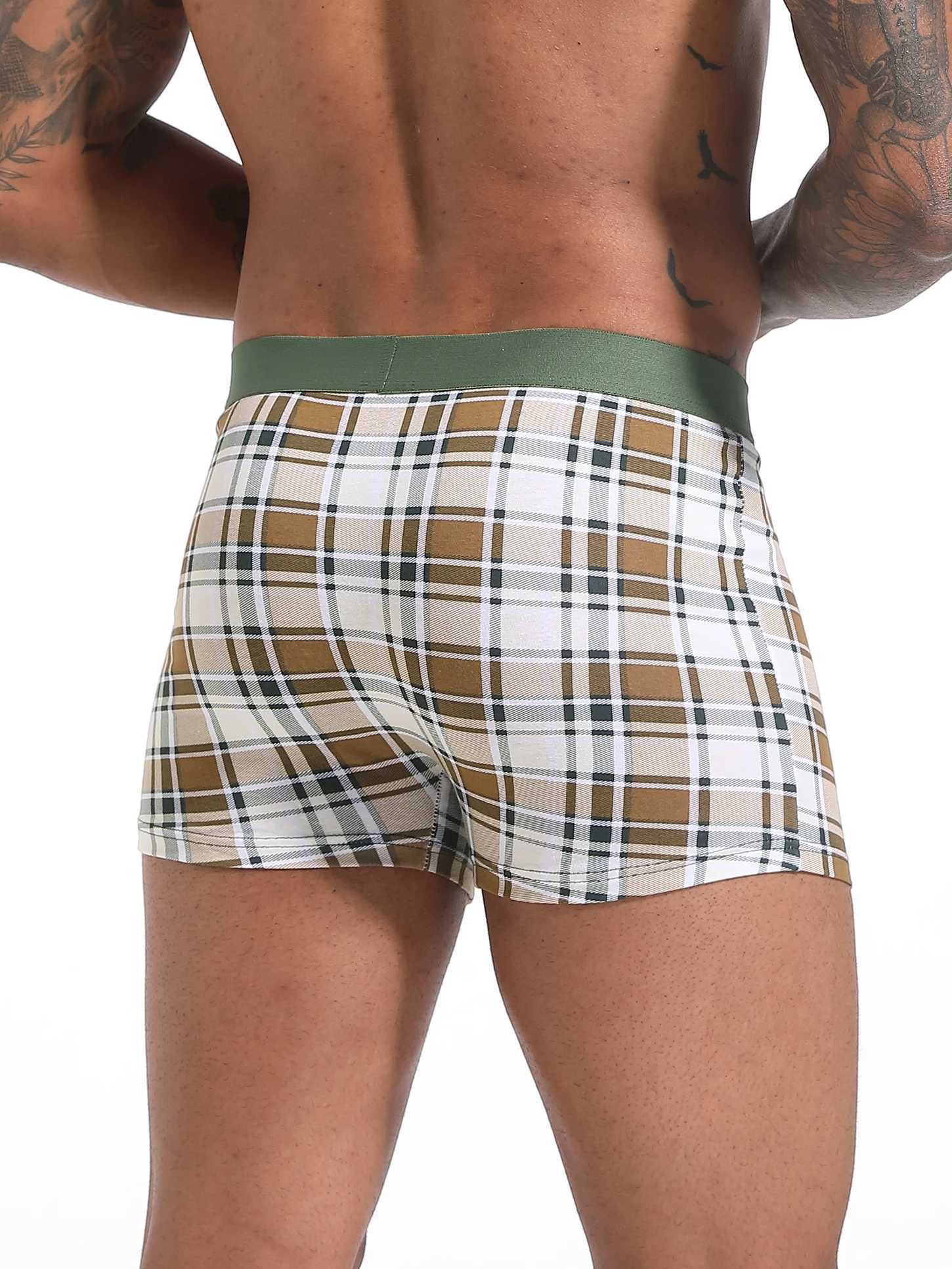5pcs Pack Plaid Style 2024 Men Panties Cotton Underwear Male Brand Boxer And Underpants For Homme Luxury Set Shorts Box Slip KitXJ240815