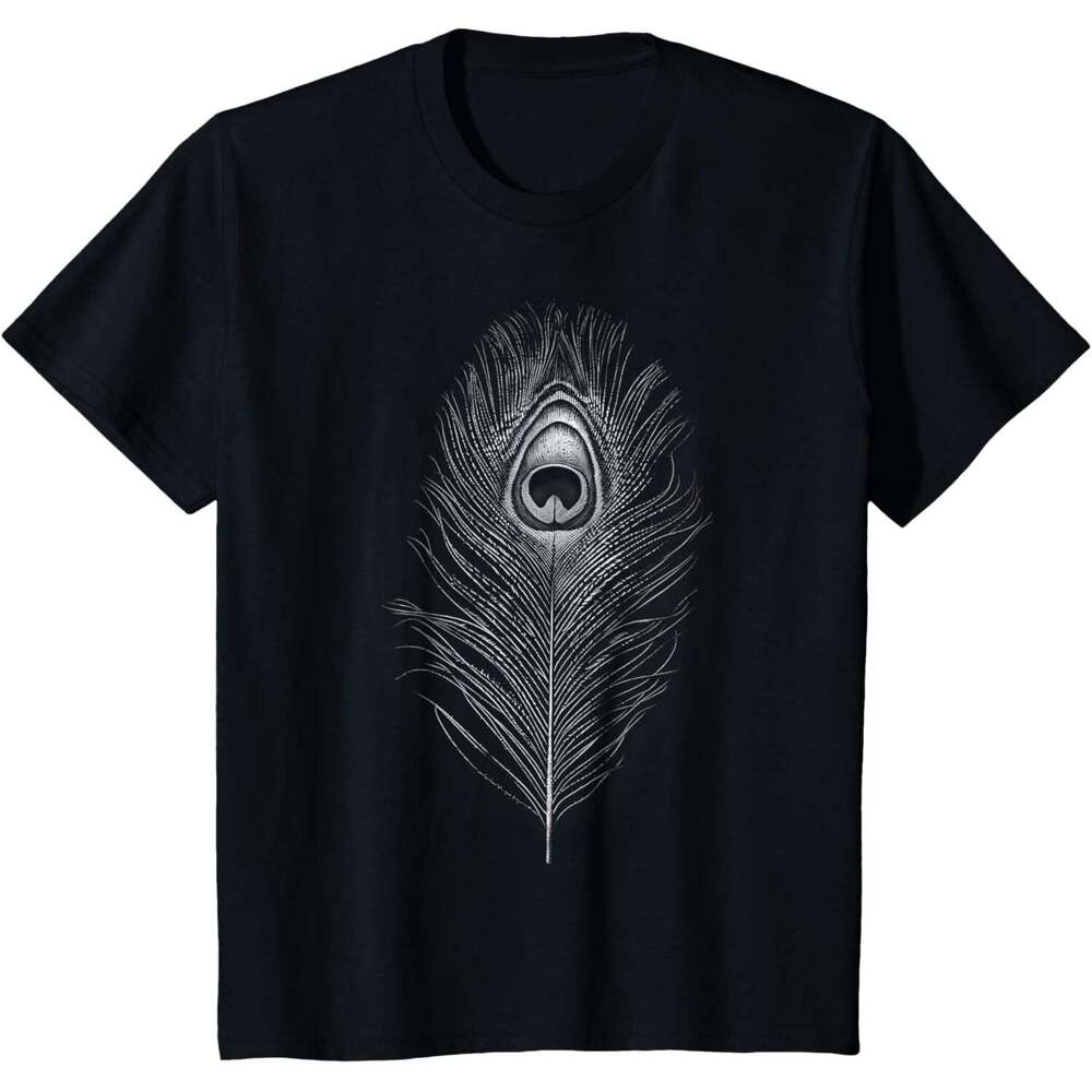 T shirt for Mens Greyscale Peacock Feather Funny Graphic Tees T-Shirt Shirts Tshirt Graphic Tee Casual Tops Clothes Short sleeve