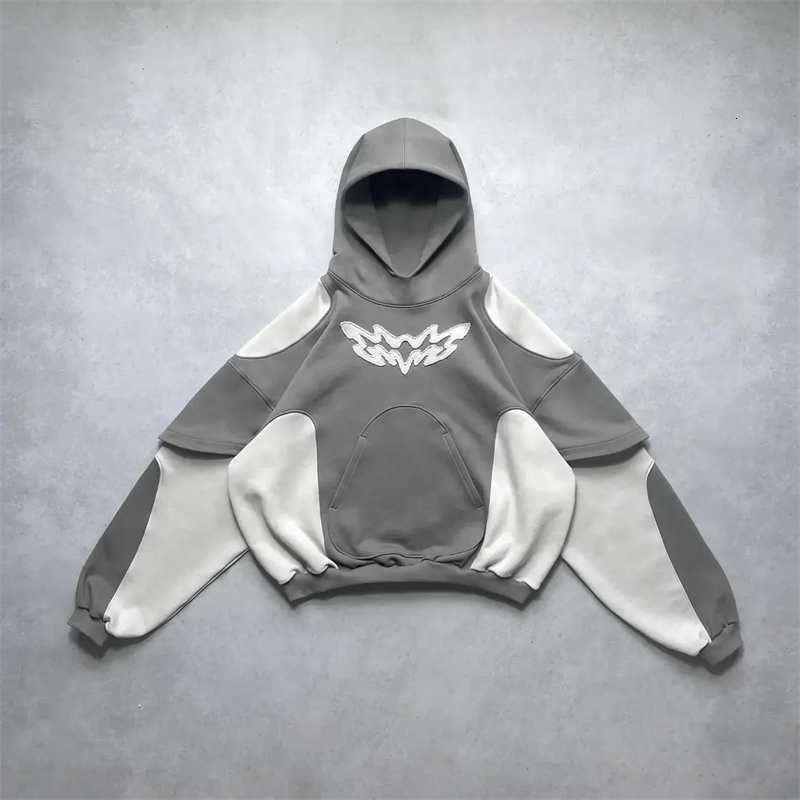Retro casual Y2K personalized pullover super large hooded sweater Gothic punk Harajuku street letter big print graffiti 240816