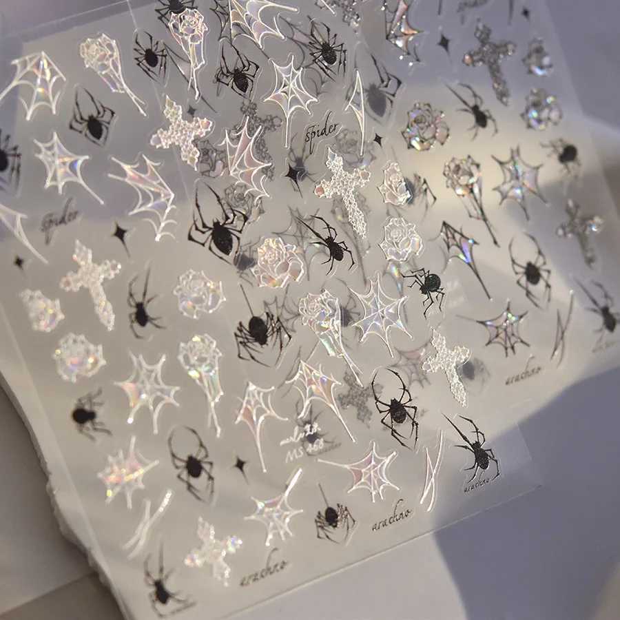 Luxury High Quality Black And White Sparkling Shell Lamp Web Rose Nail Art Sticker Design Craft Tool maquillaje Ms-468 H260209