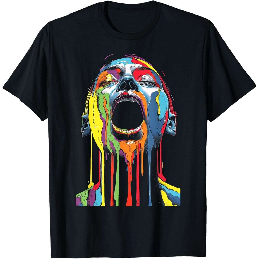 T shirt for Mens Womens Fluid Liquified Melting Rainbows Drip Funny Graphic Tees T-Shirt Shirts Tshirt Casual Tops Clothes Short sleeve