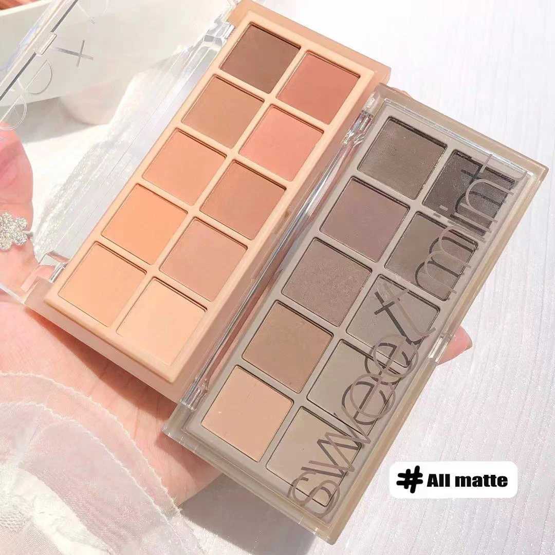 10 color eye shadow palette caramel pumpkin all matte acrylic eye shadow makeup glitter rose peach eye shadow pigmentW241212