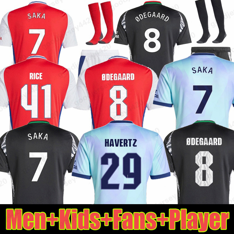 SAKA Soccer Jerseys G. JESUS ODEGAARD RICE HAVERTZ 24 25 Gunners MARTINELLI Calafiori NKETIAH ZINCHENKO SALIBA TROSSARD Football Shirt Kids Child Full Kit