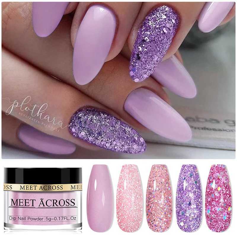 MEET ACROSS 5g/10g Glitter Dipping Nail Powder Nude Pink Nail Glitter Powder Dip Manicure For Nail Art Decoration Natural DryXJ240815