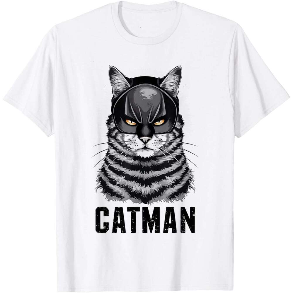 T shirt for Mens Catman Superhero Dad Mom Funny Cat Lover T-Shirt Shirts Tshirt Graphic Tee Casual Tops Clothes Short sleeve