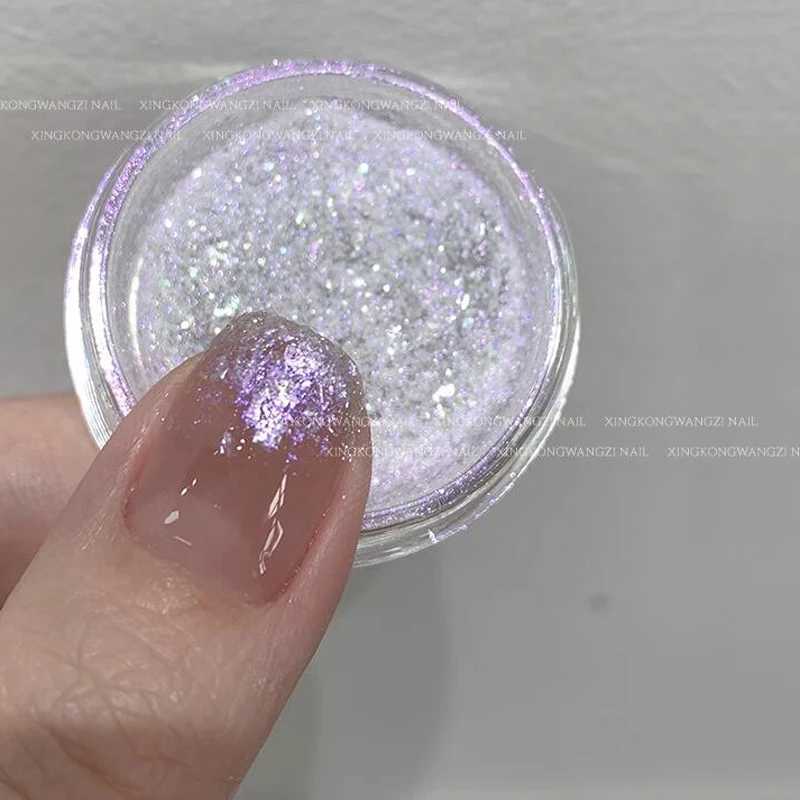 6pcs/Set Aurora Iridescent Opal Nail Glitters Colorshift Mermaid Nail Chrome Dust Reflective Edelweiss Ice Snow Nails Flakes DIYXJ240815