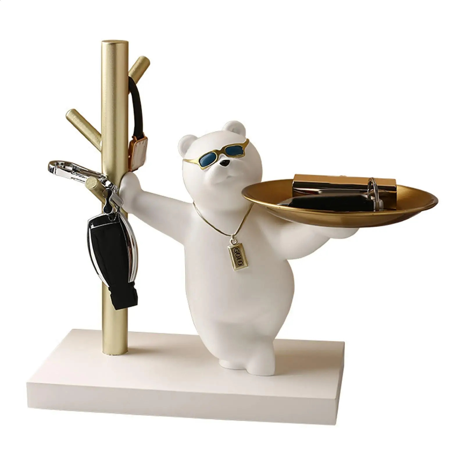 Resin Bear Storage Tray Desk Sundries Container for Living Room Home Decor 240816