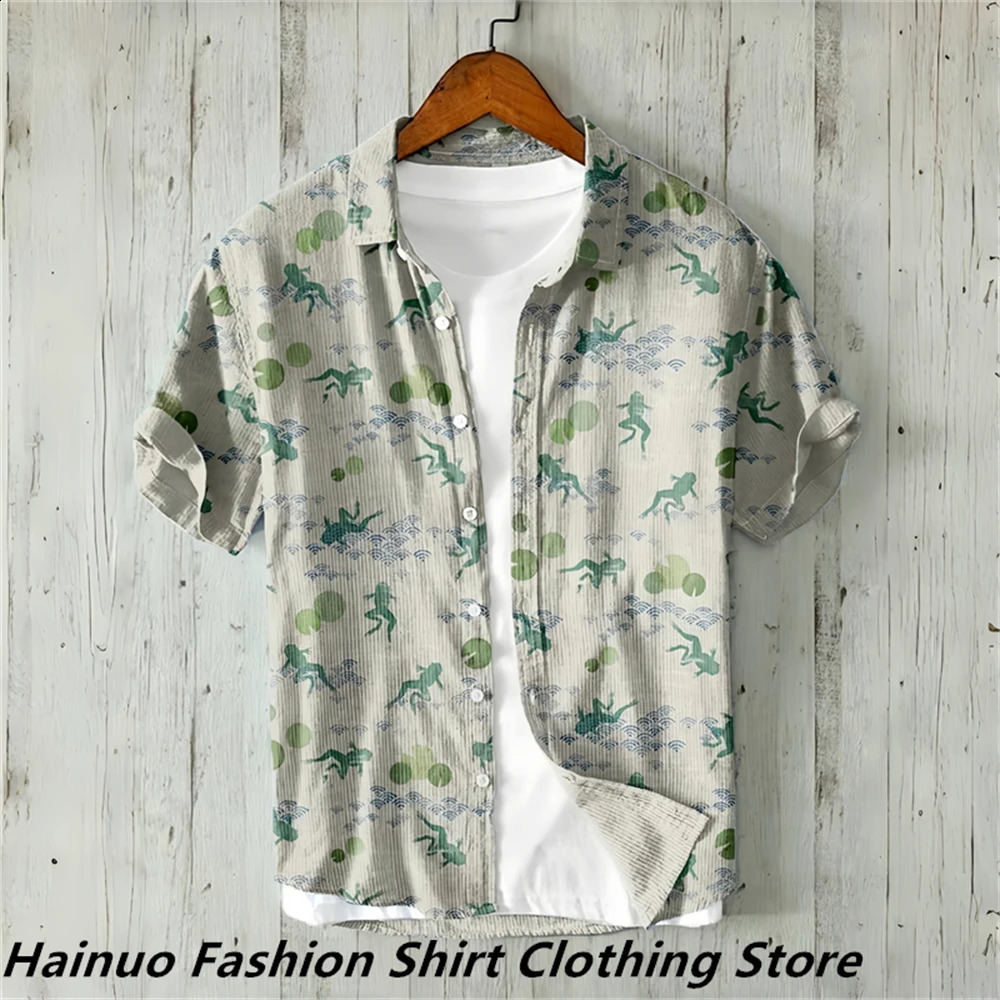 mens shirt short-sleeved fashion shirt HD 3D printed linen casual holiday shopping shirt extra large size XS-6XL 240816