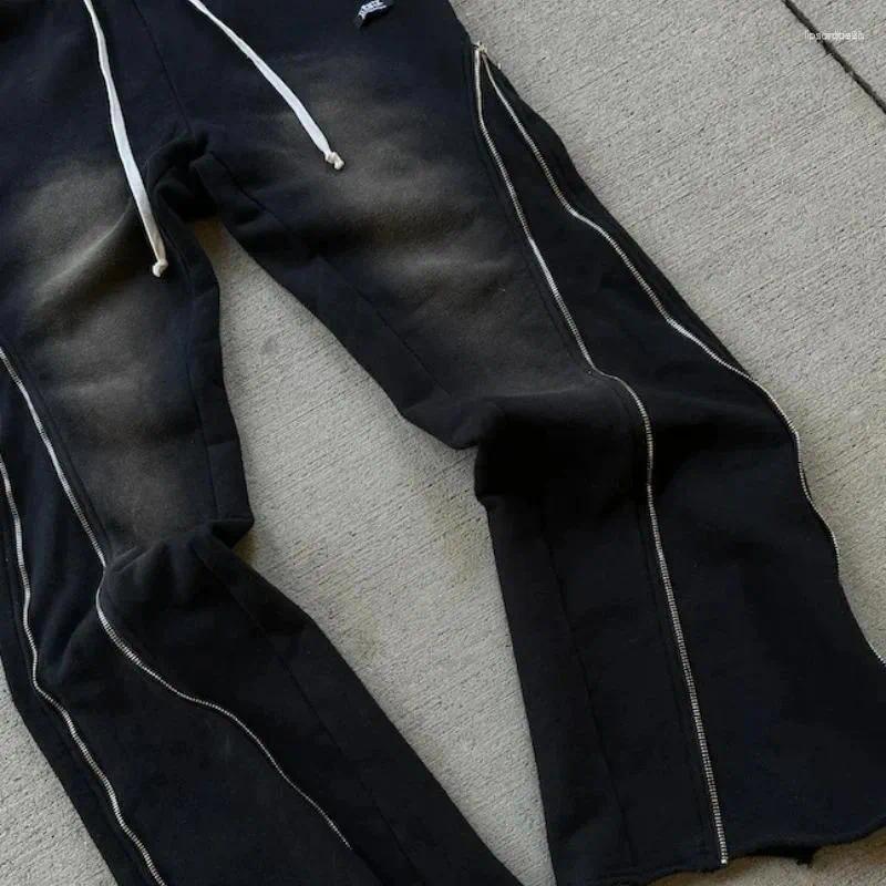 Men's Pants Y2K Retro Baggy Gothic Casual Zipper Decoration Sweatpants Hip Hop Punk Streetwear Oversized Cotton Straight Leg Trousers Z260315